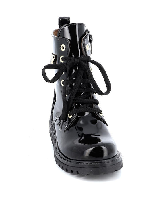 Scarpy Kids PU Leather Boots with Zipper Black