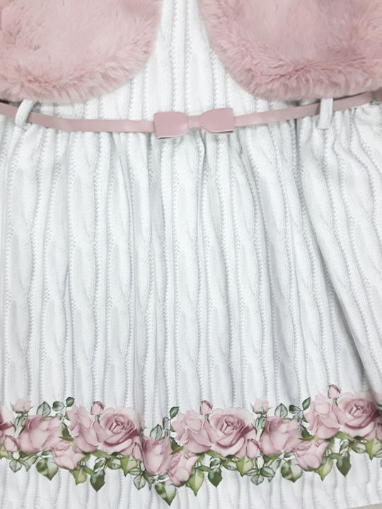 Domina Παιδικό Φόρεμα Ecru, Pink