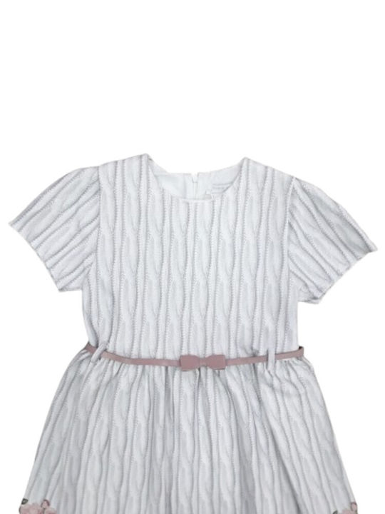 Girls Dress Short Sleeve with Coat Ecru Pink