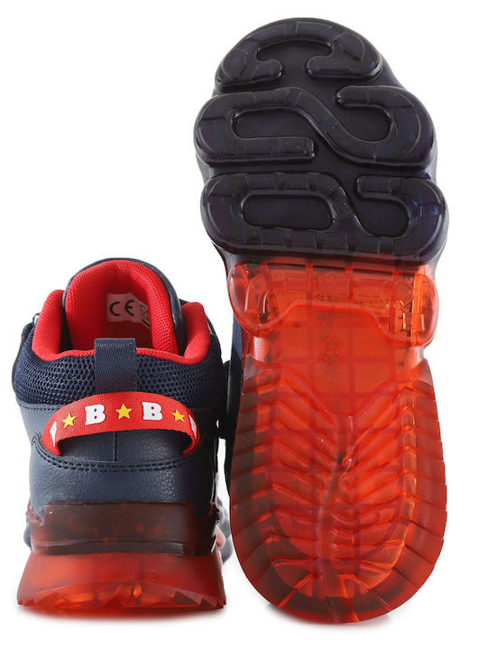 Παιδικά Sneakers High με Σκρατς & Φωτάκια Μπλε