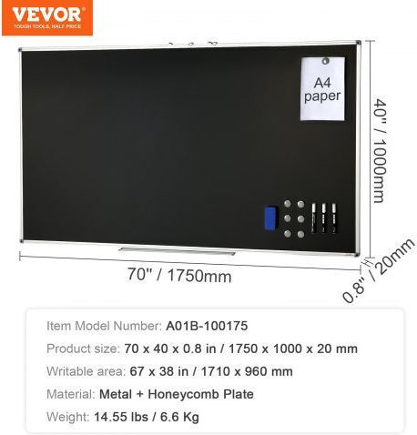 Vevor Πίνακας Κιμωλίας 177.8x101.6cm