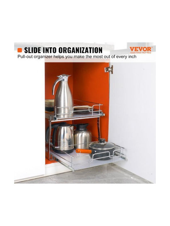 Double Shelf Vevor 16"x21" Cabinet Chrome Steel Sliding Storage Drawers for Kitchen Bathroom Hgs217w21d15ho4auv0