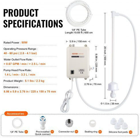 Vevor Ηλεκτρική Αντλία Επιφάνειας 15W