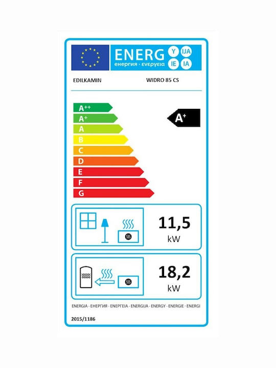 Edilkamin Widro 85 CS Evo Ενεργειακό Τζάκι Ξύλου Καλοριφέρ Ίσιο με Συρόμενη Πόρτα Κλειστού Δοχείου