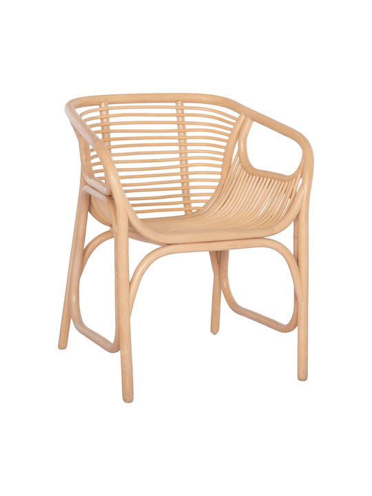 Mel Πολυθρόνα Τραπεζαρίας Ξύλινη Φυσικό Rattan 62x57.5x79.5εκ.