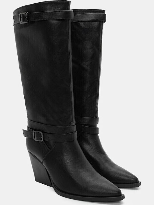 Women's Boots Cowboy with High Heel Black