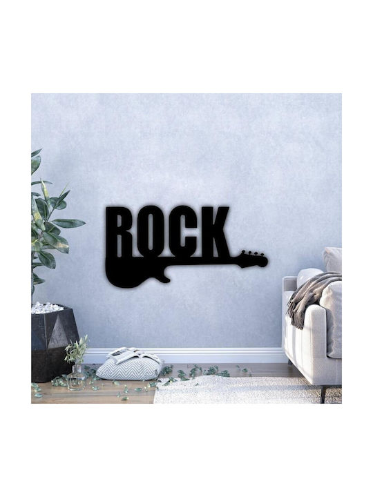 Decorațiune de Perete din Metal Chitară Rock Krodesign Kro-1255, 70 cm Lungime, Negru, Grosime 1,5 mm