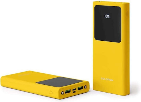 Colorum Power Bank 10000mAh 22.5W with 2 USB-A Ports and USB-C Port xYellow