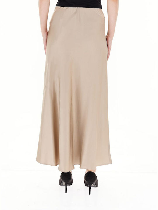 Vicolo Satin Skirt Dark Beige