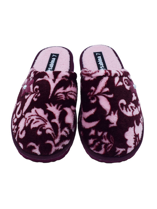 Sabina Winter Women's Slippers in Burgundy color