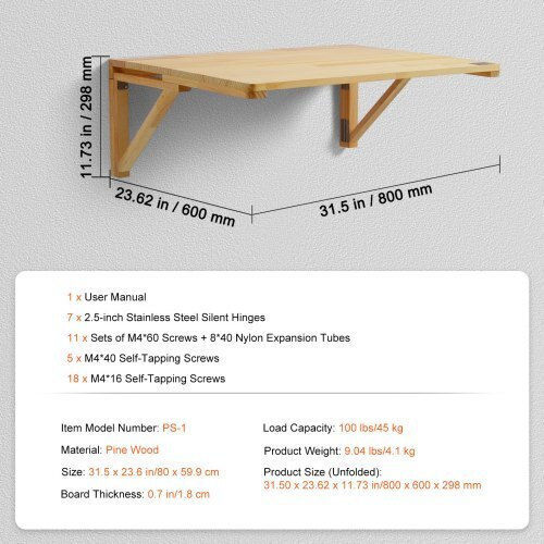 Desk made of Solid Wood Beige 80x60cm