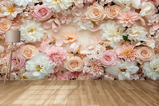 Floral Τοιχογραφία Τοίχου Καθιστικό Παστέλ Λουλούδια Ταπετσαρία 3d 260x390