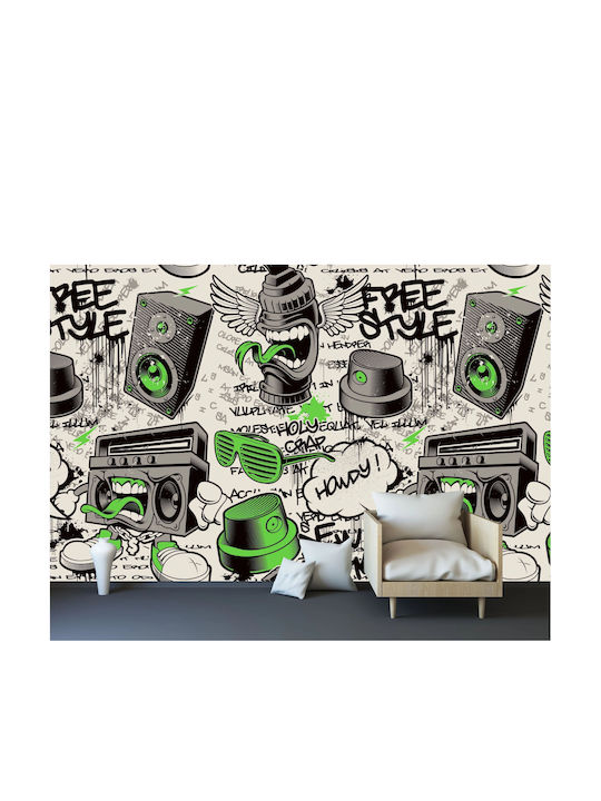 Mural de Perete pentru Camera Tineretului Graffiti Muzică Grafică Colorată 197x296