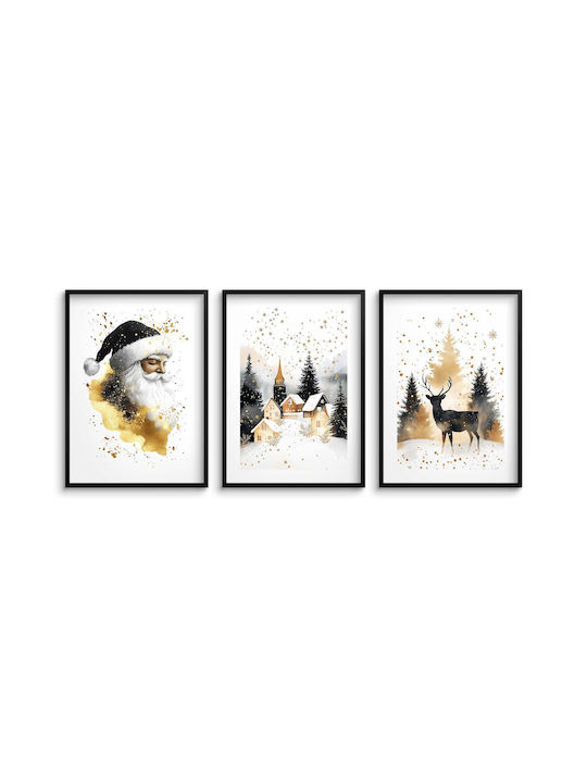 Wandposter Wohnzimmer Weihnachten Weihnachtsmann Winterlandschaft 3x50x70
