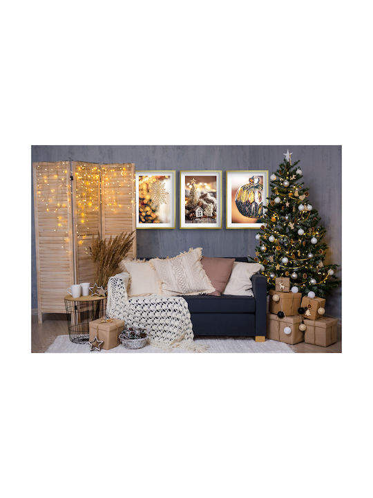 Postere de Crăciun pentru Perete, Living, Ornamente Aurii de Crăciun 3x30x40