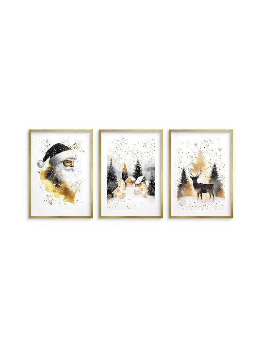 Wandposter Wohnzimmer Weihnachten Weihnachtsmann Winterlandschaft 3x50x70