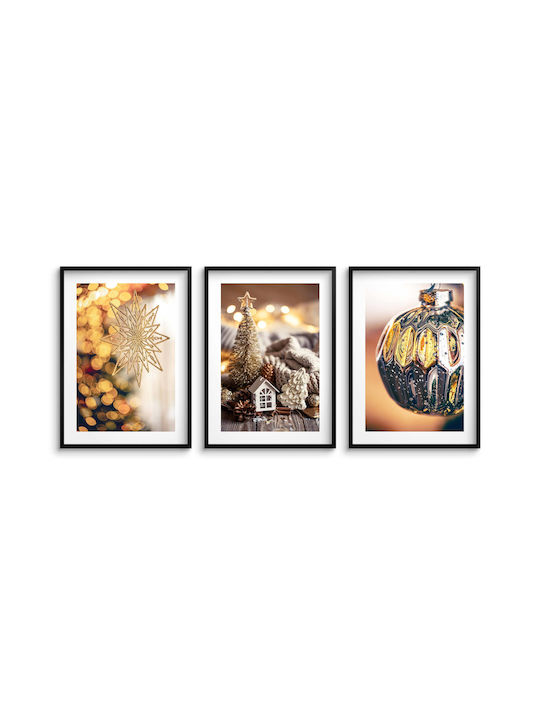 Weihnachtsposter Wohnzimmer Weihnachtsgoldornamente 3x50x70
