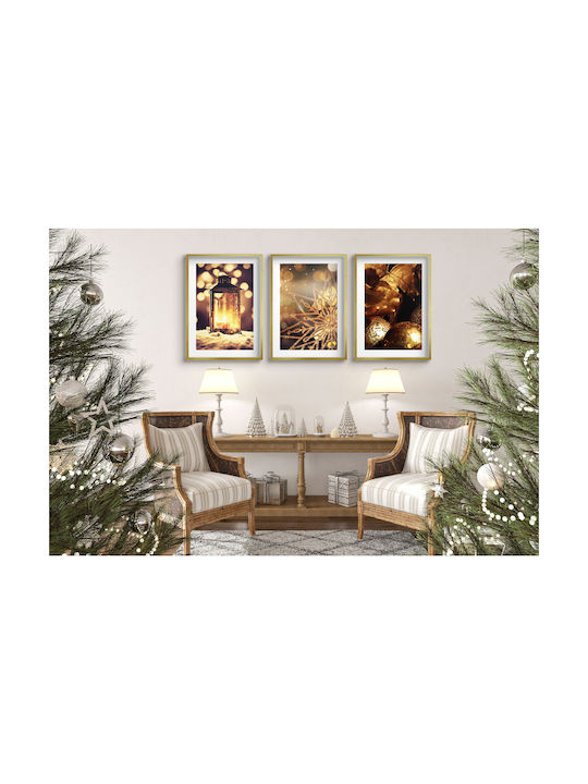 Elegant Christmas Posters Living Room Gold Wall Decorations 3x30x40