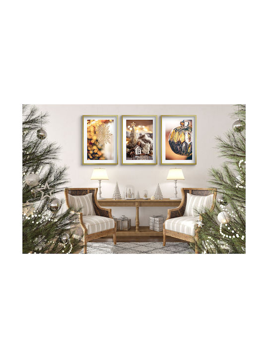 Weihnachtsposter Wohnzimmer Weihnachtsgoldornamente 3x50x70