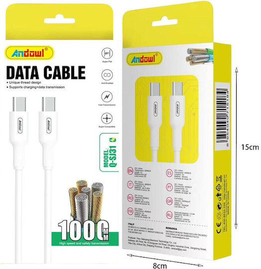 Andowl USB 2.0 Cable USB-C male - USB-C 1m (Q-SJ31)