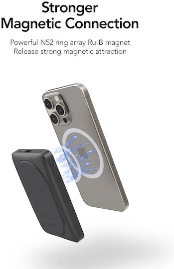 Veger MagOn Pro MagSafe Power Bank 10000mAh 22.5W με Θύρα USB-A και Θύρα USB-C Μαύρο