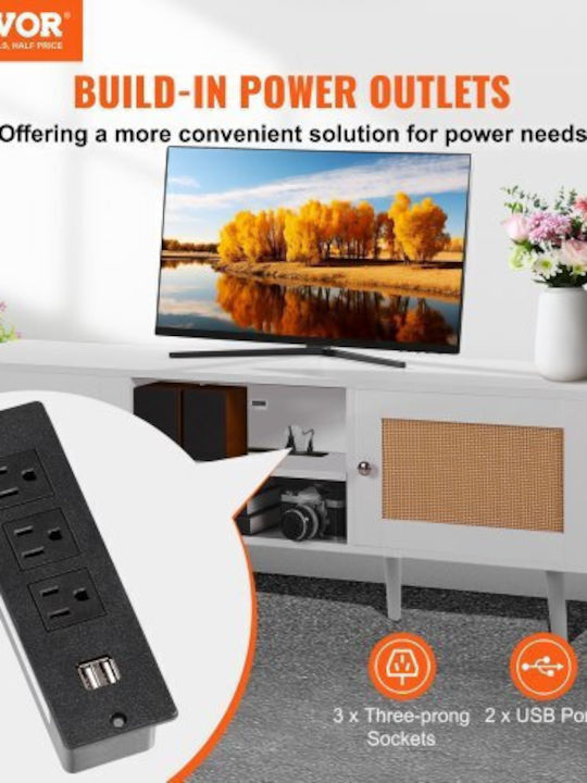 TV Stand White M140xD50xH50cm Vevor