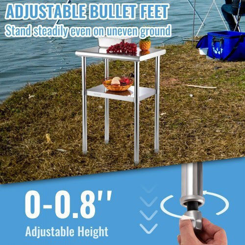 Vevor Stainless Steel Workbench 24x18x36 600lbs Adjustable Shelf & Legs J24x18x36inchuft3v0
