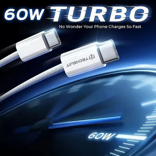 Techsuit Pcb114d Редовна USB 2.0 Кабел USB-C мъжки - USB-C мъжки 60W Розов 1м