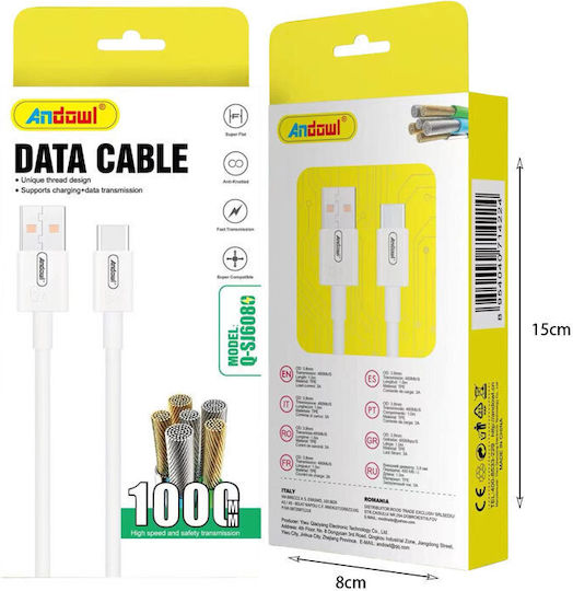 Andowl USB 2.0 Cable USB-C male - USB-C 1m Q-SJ608