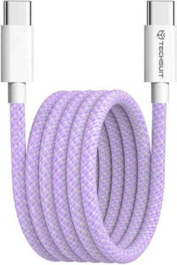 Techsuit Pcb114d USB 2.0 Cable USB-C male - USB-C 60W Μωβ 1m