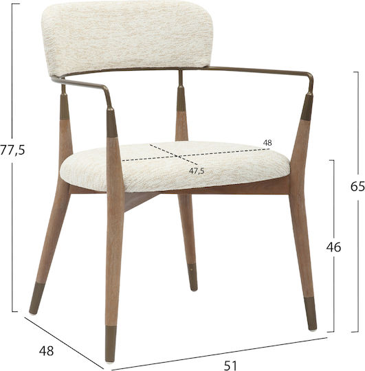 Πολυθρόνες Τραπεζαρίας Roy 51x48x77εκ. 2τμχ Εκρού Πολυθρόνες Τραπεζαρίας Roy 51x48x77εκ. 2τμχ Εκρού