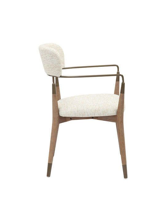 Roy Dining Room Fabric Armchair Ecru 51x48x77cm 2pcs
