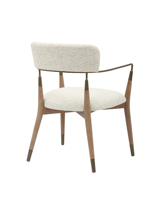 Roy Dining Room Fabric Armchair Ecru 51x48x77cm 2pcs