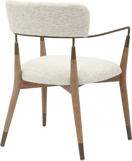 Roy Dining Room Fabric Armchair Ecru 51x48x77cm 2pcs