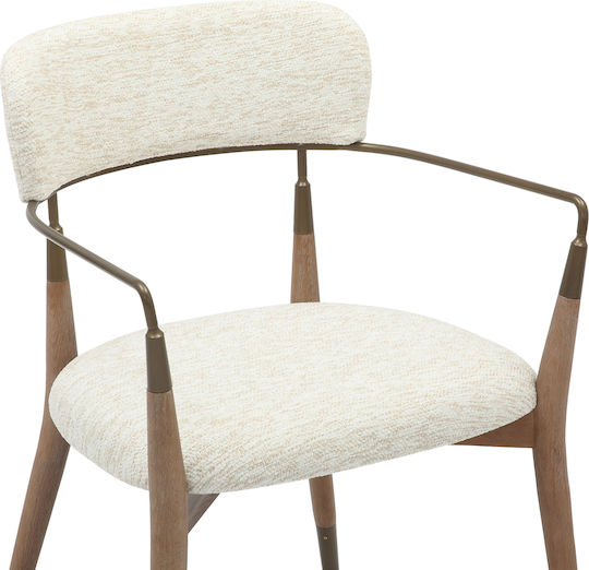 Roy Dining Room Fabric Armchair Ecru 51x48x77cm 2pcs
