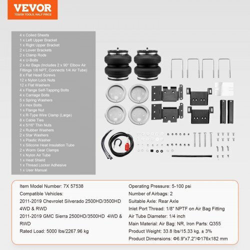 Vevor Air Suspension Kit Chevrolet Silverado GMC Sierra 2500/3500 HD 2011-2019 Aqqnxjtj5000o42gkv0