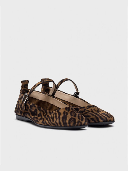 Wonders Leopard Ballerinas Brown