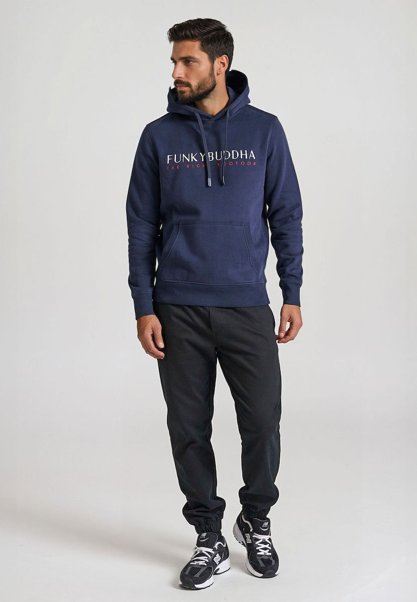 Funky Buddha Hanorac cu Glugă Albastru marin FBM010-006-06-NAVY