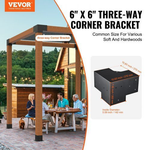 Vevor Βάση για Πέργκολα από Μέταλλο 15.2x15.2cm 4τμχ