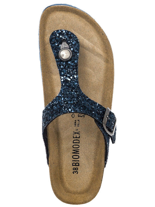 Flache Sandalen für Damen Glitter Blue