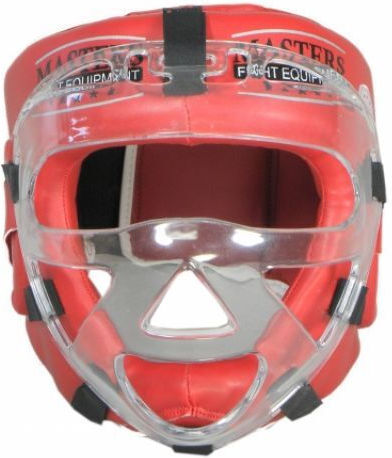 Sport Masters Adult Open Face Boxing Headgear Synthetic Leather Red
