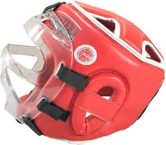 Sport Masters Adult Open Face Boxing Headgear Synthetic Leather Red