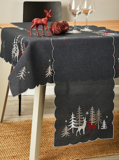 Whitegg Christmas Tablecloth Square Fabric Gray L85xW85cm.