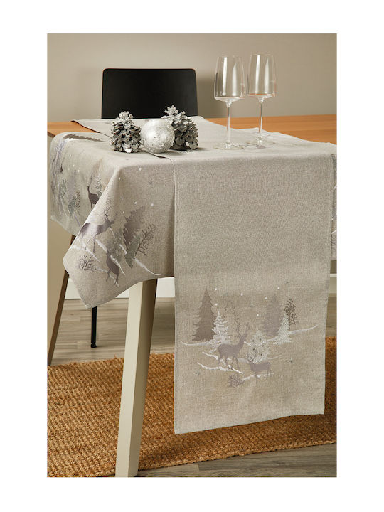 Whitegg Christmas Tablecloth Runner Fabric Beige L40xW175cm.