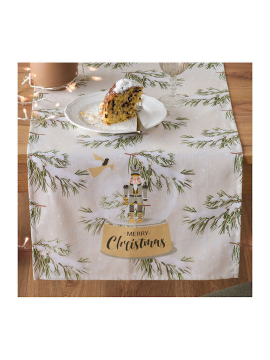 Kentia Christmas Tablecloth Runner Fabric Beige L45xW140cm.