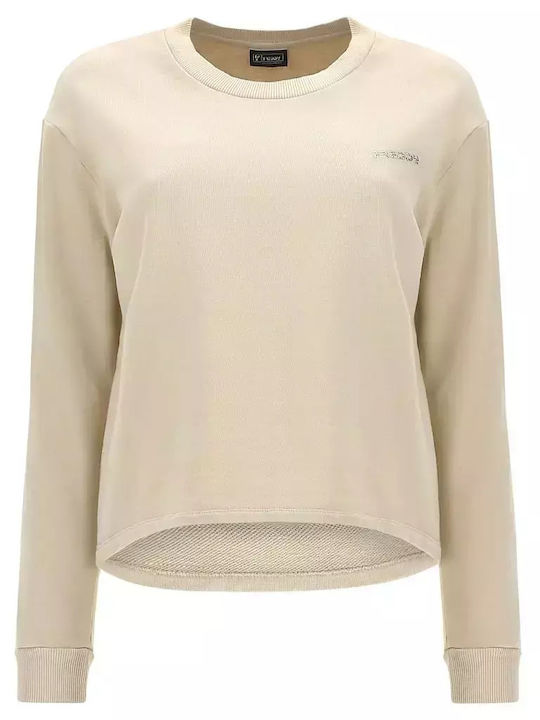 Women's Crop Top Cotton Long Sleeve Beige