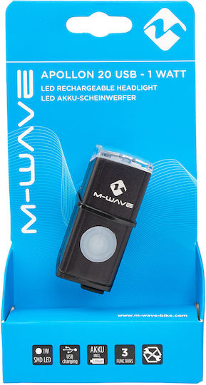 M-Wave Apollon 20 Wiederaufladbar Vorderseite Fahrradlicht 1 Watt