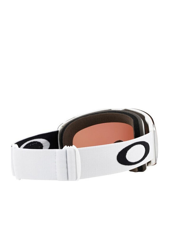 Oakley Flight Deck XM Mască de Schi & Snowboard pentru Adulți Albă cu Lentilă Oglindă Roșie