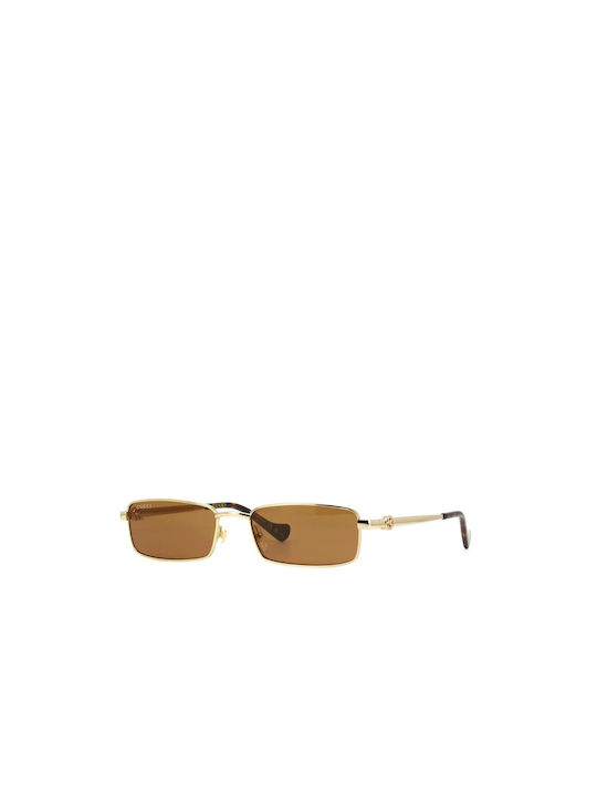 Gucci Women's Sunglasses with Gold Metal Frame and Brown Lens GG1600S 002