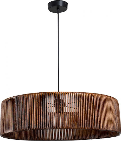GloboStar Rattan Pendant Light Brown Boho with Socket E27 55x55x90cm